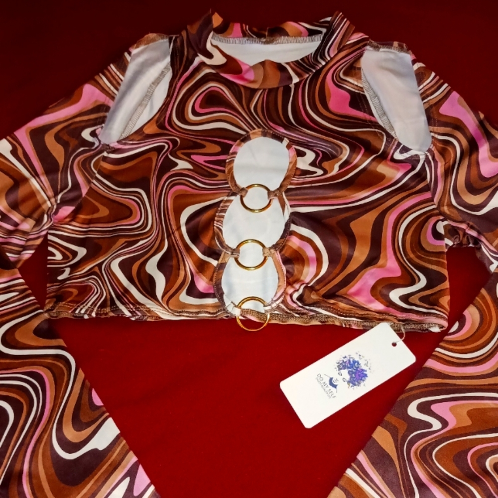 Multicolored swirl crop top